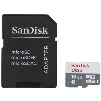  Зображення Модуль флеш-пам'яті SanDisk Ultra Android microSDHC + SD Adapter 16GB 80MB/s Class 10; EAN: 619659161606 